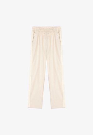 Oltre, PANTALONI CON BANDA IN SANGALLO - Broek - bianco