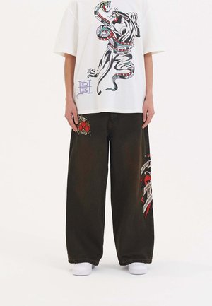 Ed Hardy DEATH BEFORE DISHONOR XTRA  - Flared Jeans - black
