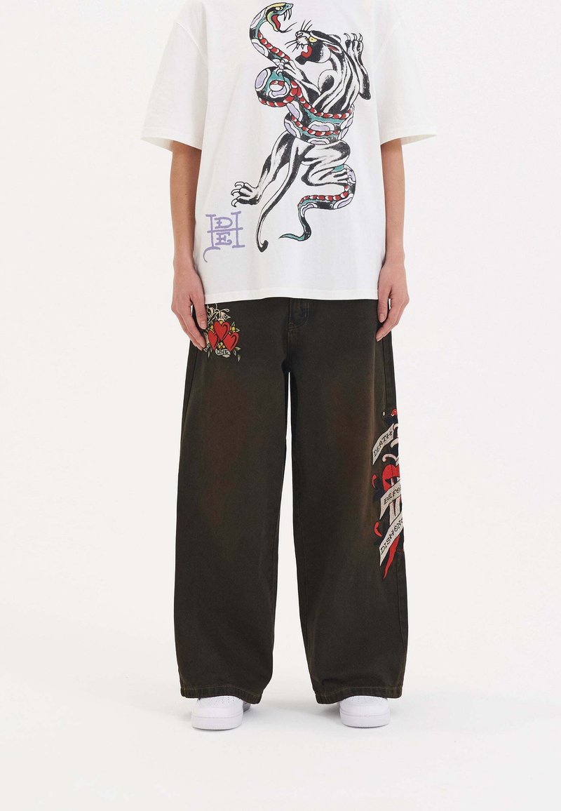 Ed Hardy DEATH BEFORE DISHONOR XTRA  - Flared jeans - black