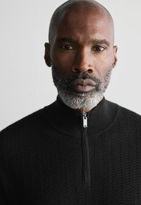 Next REGULAR FIT SIGNATURE TEXTURED ZIP NECK - Strickpullover - black