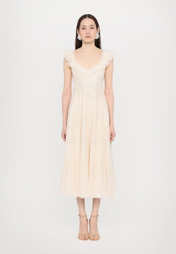 SCATTER DOT RUFFLE BACKLESS BALLERINA DRESS - Occasion wear - cream