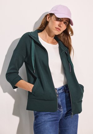 MIT SCHALKRAGEN - Zip-up sweatshirt - grün