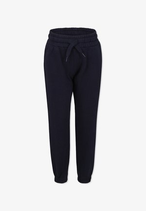 Pantalons de survêtement bleu marine avec une taille à cordon, des jambes fuselées et des poignets élastiques. Fabriqués à partir d'un tissu doux et confortable.