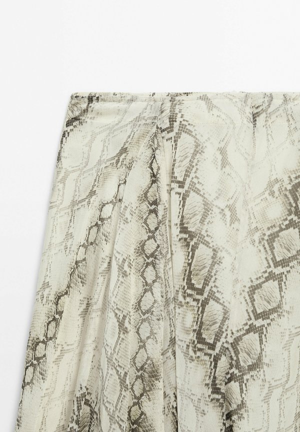 SNAKE PRINT WITH FLOUNCE - Maxi skirt - beige2