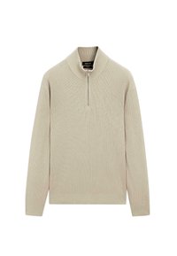 MOCK NECK WITH ZIP - Stickad tröja - beige