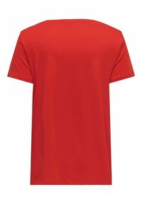 T-shirt en coton rouge à manches courtes, col rond et ourlet droit. L'arrière est uni sans graphiques ni accents.