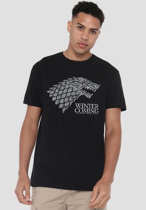 Warner Brothers, GAME OF THRONES STARTK WINTER IS COMING ON BLACK - Print T-shirt - black