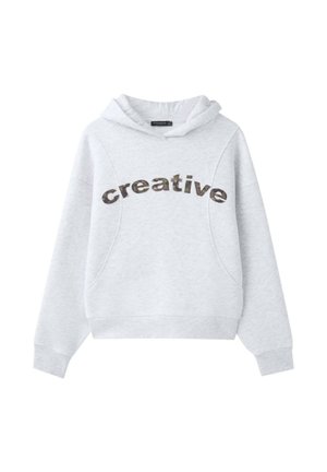 Stradivarius, PRINTED TEXT HOODIE - Sweat à capuche - light grey