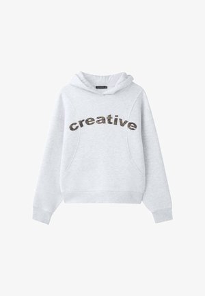 Stradivarius, PRINTED TEXT HOODIE - Sweat à capuche - light grey