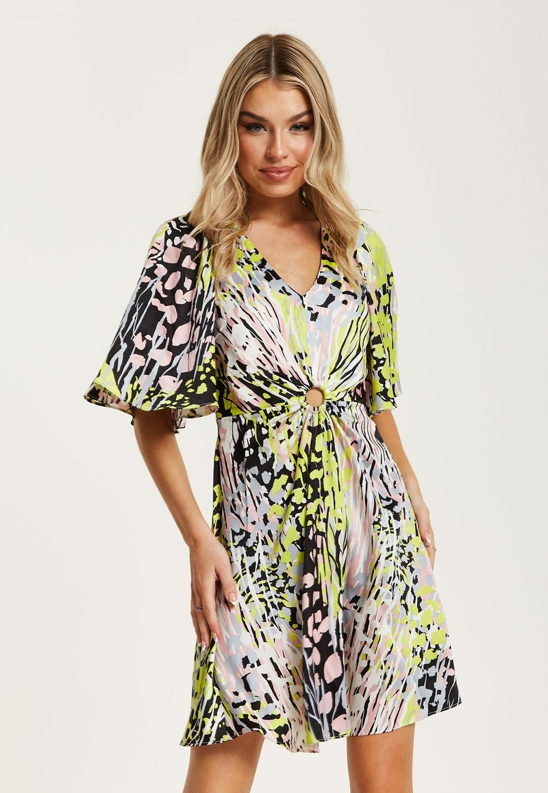 Liquorish ABSTRACT PRINT WITH CUT OUT FRO - Day dress - multi coloured