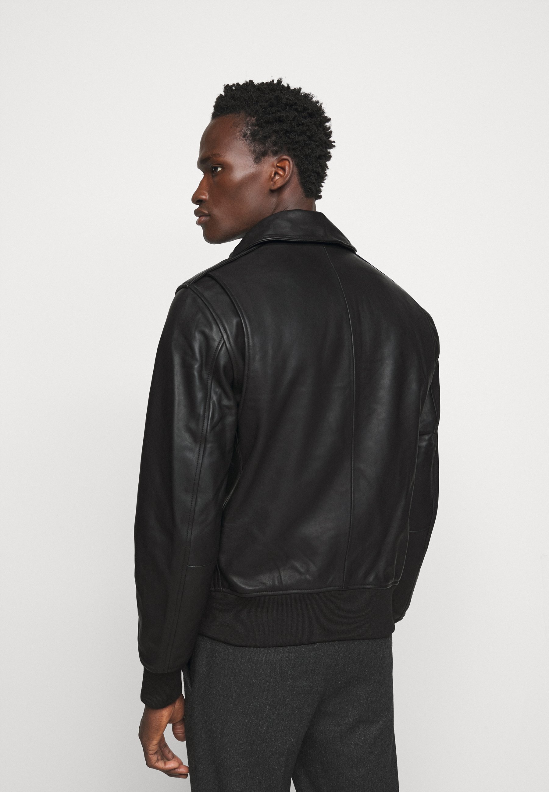 abbot leather bomber jacket