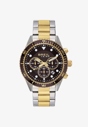 Breil Tribe herreur med sort urskive, guld- og sølvfarvet rustfrit stålrem, tre underdials og dato visning kl. 4.