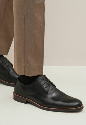 LEATHER DERBY SHOES - Klassiset nauhakengät - black