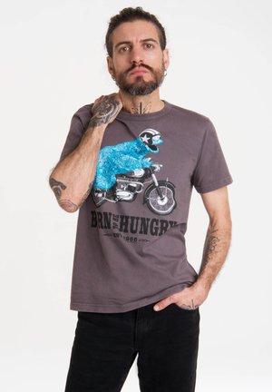 T-SHIRT SESAMSTRASSE - KRÜMELMONSTER MOTORRAD - Print T-shirt - grau