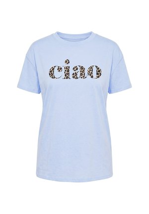 MIAMODA, T-SHIRT, BOXY FIT, LEOPARD PRINT LETTERING - Print T-shirt - swell blue