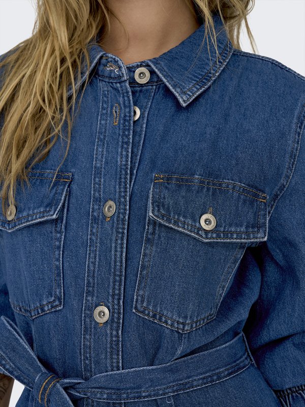ONLHELLE BELTED DRESS - Denim dress2