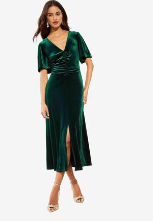 PETITE FIT  RUCHED FRONT FLUTTER SLEEVE MIDI  - Robe de jour - green
