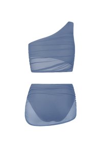 Cupshe ONE SHOULDER SLIGHTLY SHEER  SET - Bikiny - blue grey