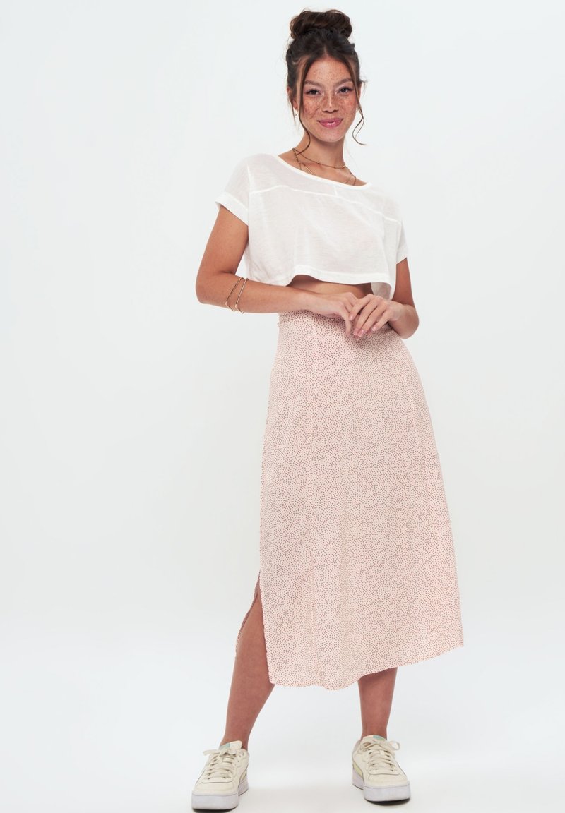 Herita PRINTED LONG SLIT - A-snit nederdel - white