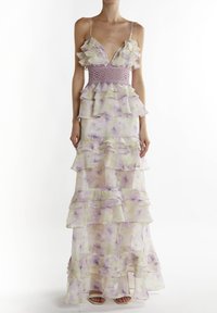 True Decadence - RUFFLE - Occasion wear - green lilac watercolour Thumbnail Image 1