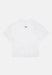 Valge puuvillane t-särk mugava lõikega, mille rinnal on must Puma logo. Lühikesed varrukad ja ümar kaelus.