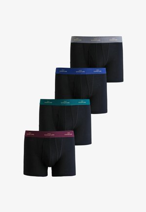 Černé boxerky s elastickými pásky v šedé, modré, zelené a bordó barvě s logem „NEXT SIGNATURE“. Měkký materiál a přiléhavý střih.