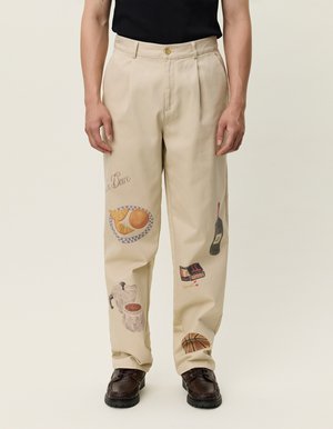 ROMEO PLEATED AOP CANVAS PANTS - Pantalon classique - oyster gray white