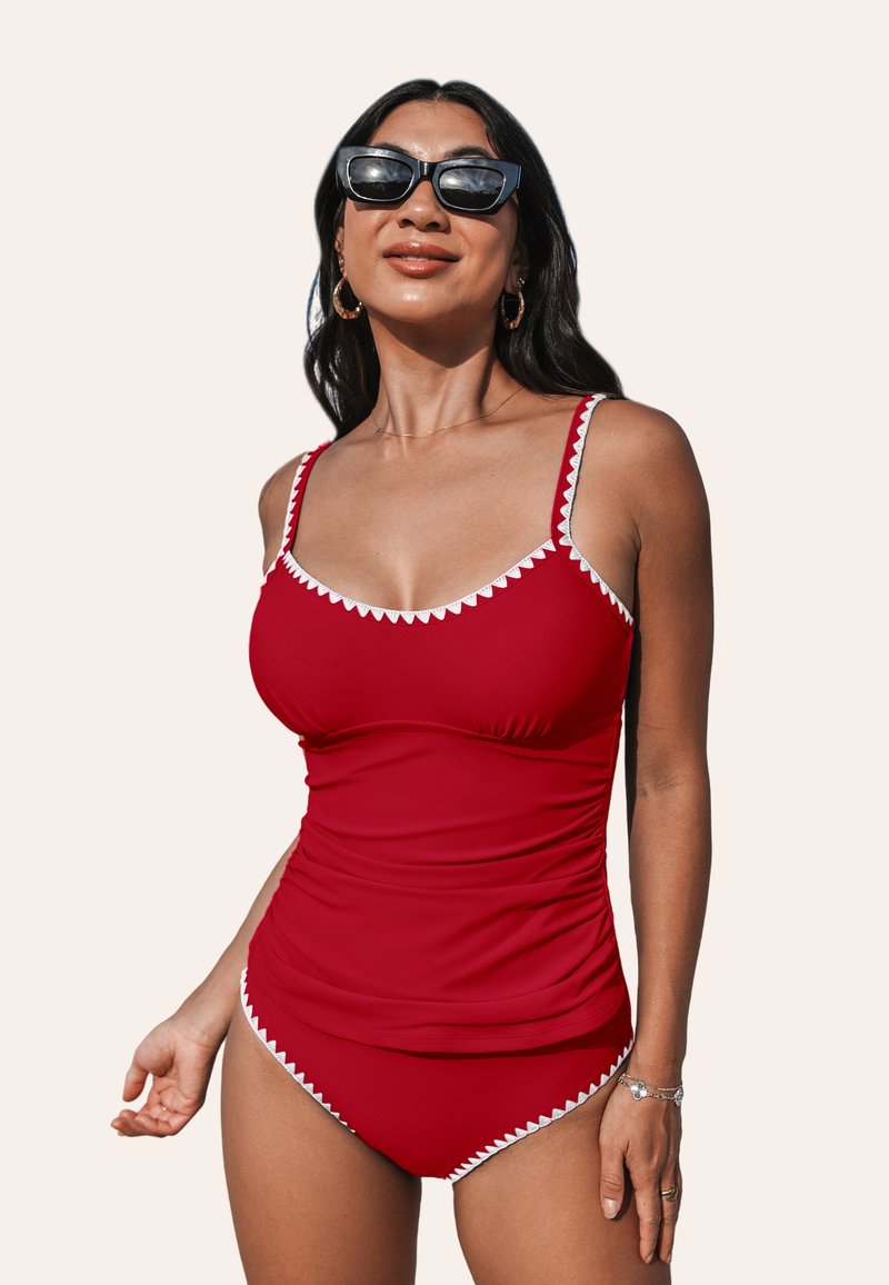 Cupshe SET WITH SCALLOPED TRIM - Bikinibroekje - red