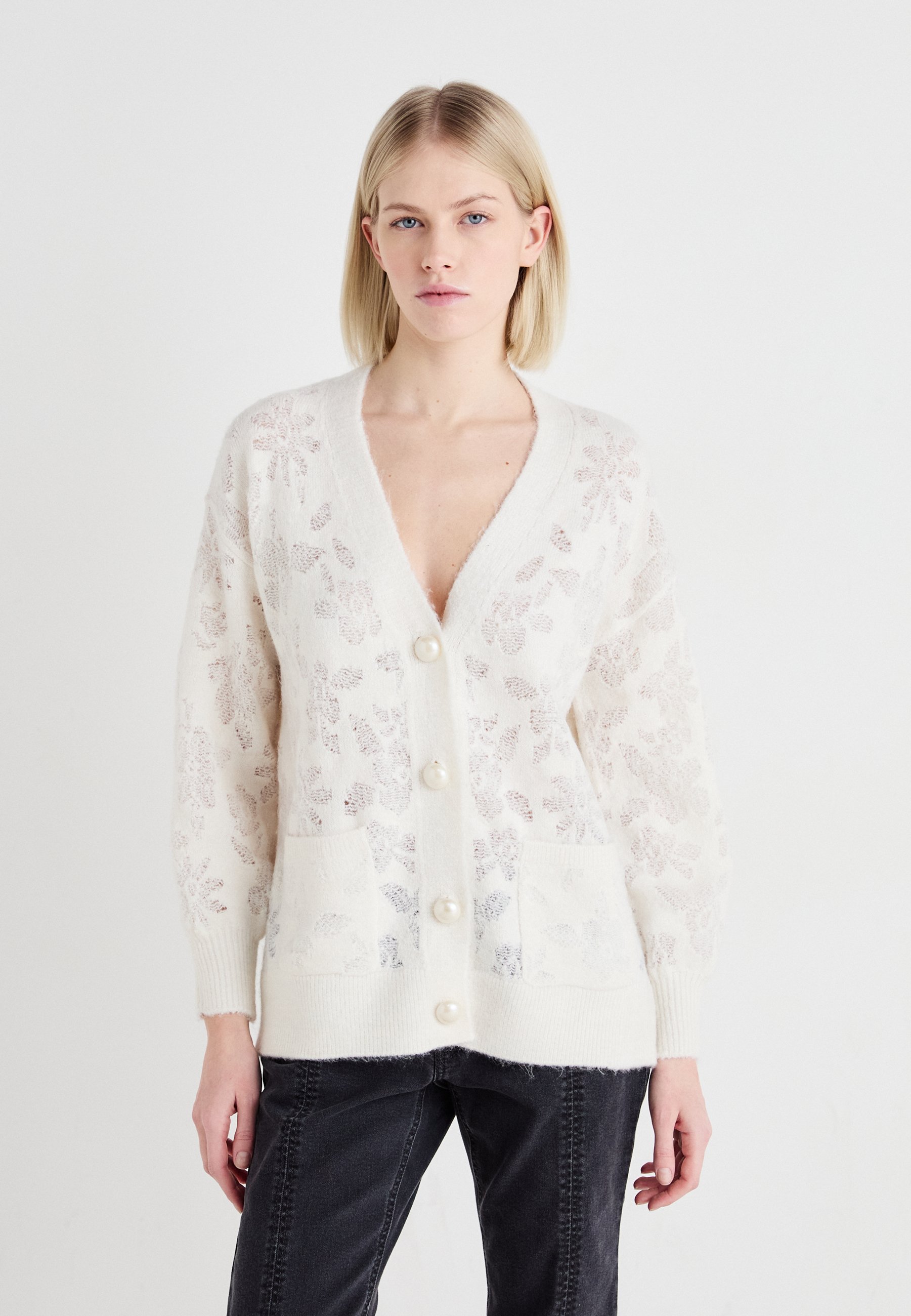 BERESIA Cardigan Court Femme Col V - Tricot Léger Doux Manches Longues