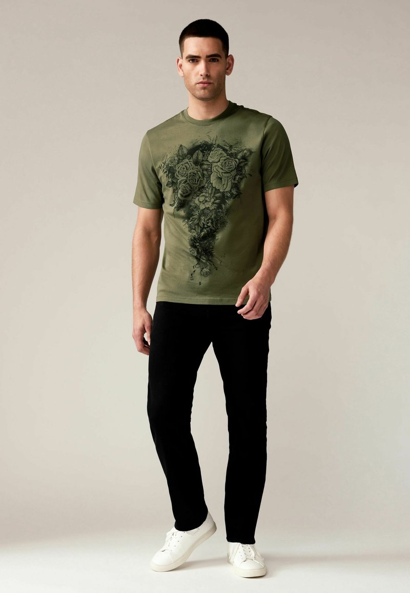 Next TATTOO FLORAL 3 PACK REGULAR FIT - T-shirt med print - white black khaki