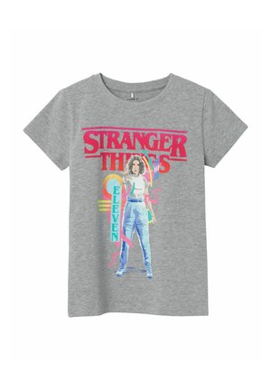 NKFDUNNA STRANGERTHINGS SS BOX BFU - T-shirt imprimé - grey melange