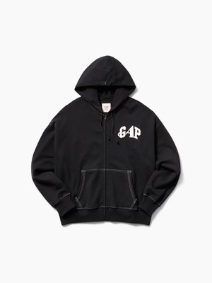 GAP, GAP AWAKE NY HEAVYWEIGHT OVERSIZED LOGO ZIP HOODIE - Sweatjacke - moonless night