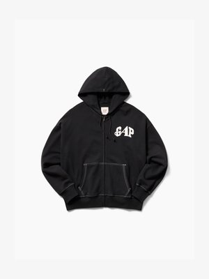 GAP, GAP AWAKE NY HEAVYWEIGHT OVERSIZED LOGO ZIP HOODIE - Sweatjacke - moonless night