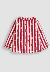 Sarkana un balta svītrainā garās piedurknes krekls ar svētku rakstiem, piemēram, vainagiem, zeķēm un zvaigznēm; mīksts audums ar apkakli un aprocēm.