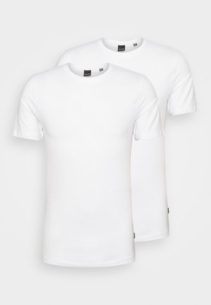 Witte katoenen T-shirts in een set van twee, met een ronde halslijn en korte mouwen, met een gladde textuur en zonder zichtbare patronen of graphics.