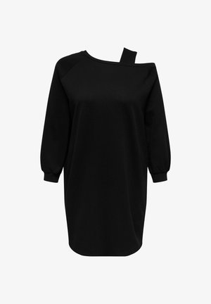 Abito felpa nero con cut-out su una spalla, maniche raglan e polsini elasticizzati. Realizzato in un morbido tessuto con una vestibilità comoda.