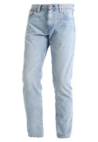 Ljusblå denimjeans med en avslappnad passform, som har fem fickor, knappstängning och subtil blekning. Klassisk rak ben-design.