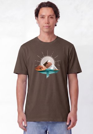 watapparel, SUNRISE & LAKE UNISEX - T-shirt imprimé - mocha