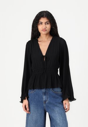 Gina Tricot Bluză cu mânecă lungă - black