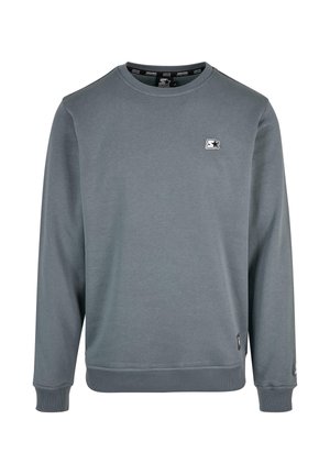 Grauer Sweatshirt mit Rundhalsausschnitt, langen Ärmeln, gerippten Bündchen und Saum sowie einem kleinen Stern-Logo auf der linken Brust.