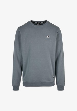 Grauer Sweatshirt mit Rundhalsausschnitt, langen Ärmeln, gerippten Bündchen und Saum sowie einem kleinen Stern-Logo auf der linken Brust.
