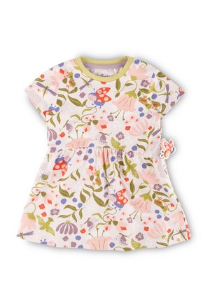 HAPPY LADYBUG - Jersey dress - weiß rosa grün