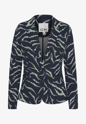 Námornícky blejzer s kvetinovým vzorom v zelenej a bielej farbe. Obsahuje klopový golier, zapínanie na jeden gombík a dve predné vrecká.