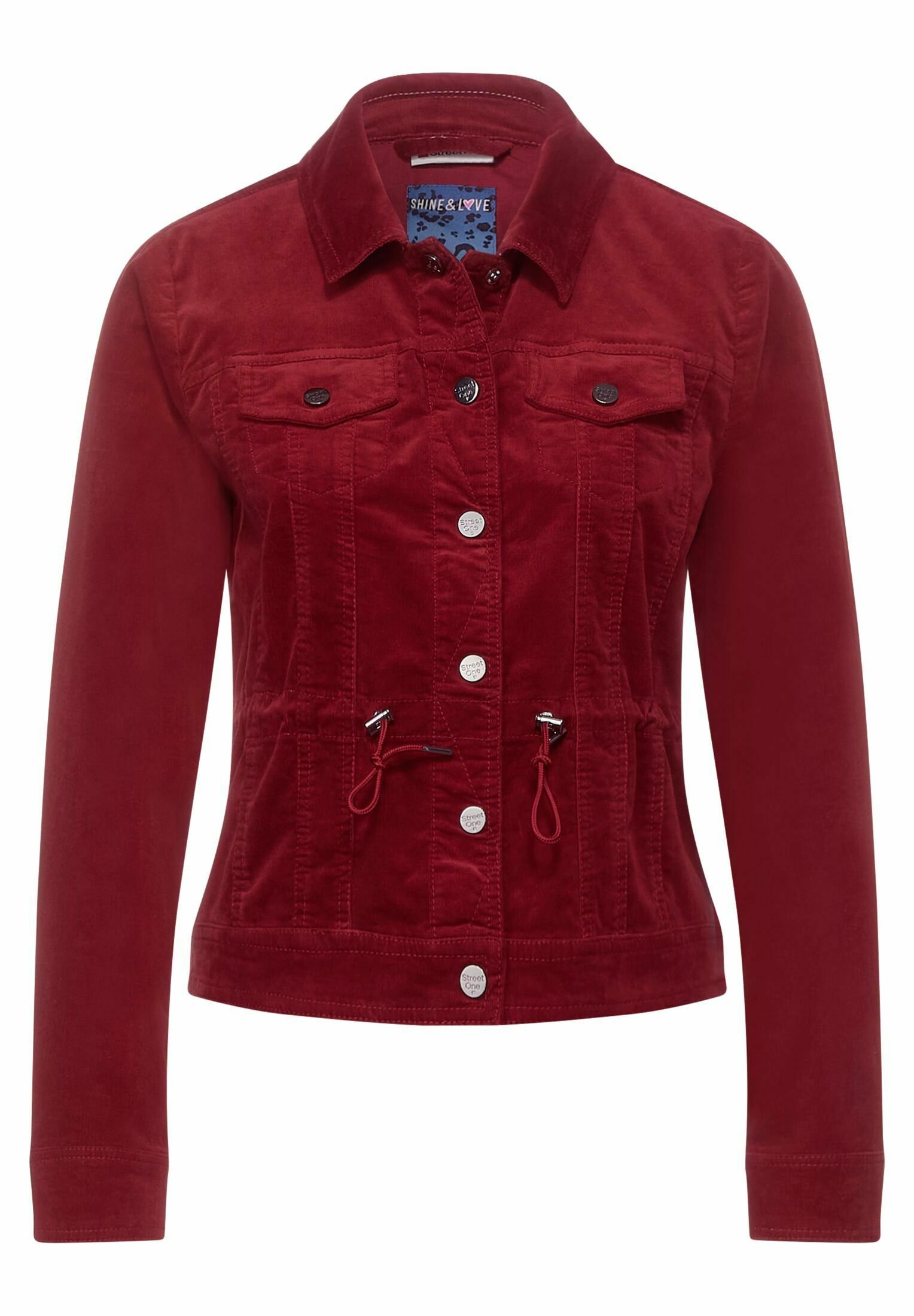 dark red jean jacket