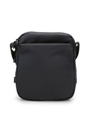 Black shoulder bag with a smooth, matte finish. Features a zip closure, adjustable strap, and minimalistic design without additional patterns.