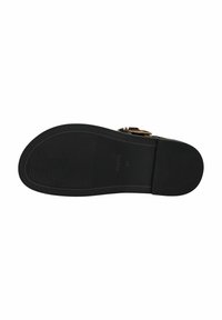 Suola nera di una scarpa con una finitura in gomma testurizzata. La suola presenta scanalature per una migliore aderenza ed è progettata per adattarsi a una misura di piede 37.