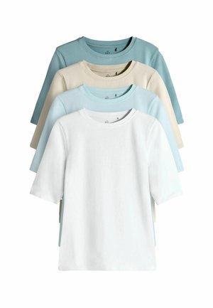 REGULAR FIT - 4 PACK CREW NECK HALF SLEEVE - T-shirt basic - blue light blue cream white