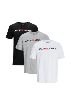 3ER PACK  - T-Shirt print - weiß   grau   schwarz