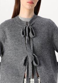 JDY JDYDREA O NECK TIE - Kardigán - dark grey melange