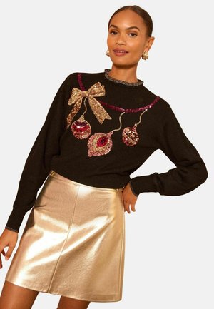 REGULAR FIT - FRILL NECK COSY - Svetrík - black sequin bauble